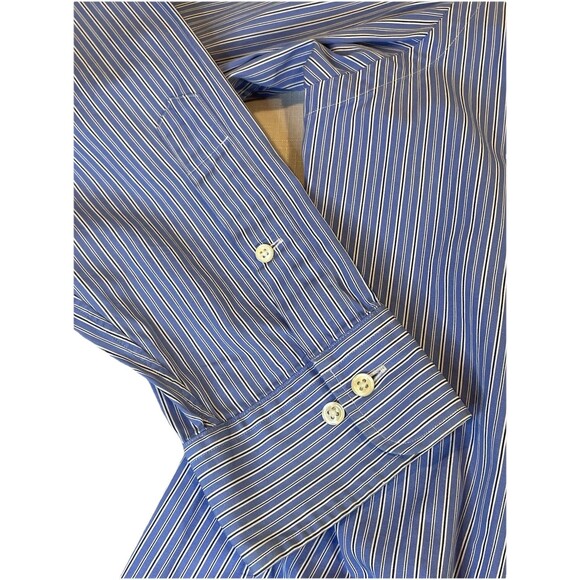 Polo Ralph Lauren Dress Shirt Mens XL 17 1/2 Blue White Button Up Pony - Picture 5 of 9